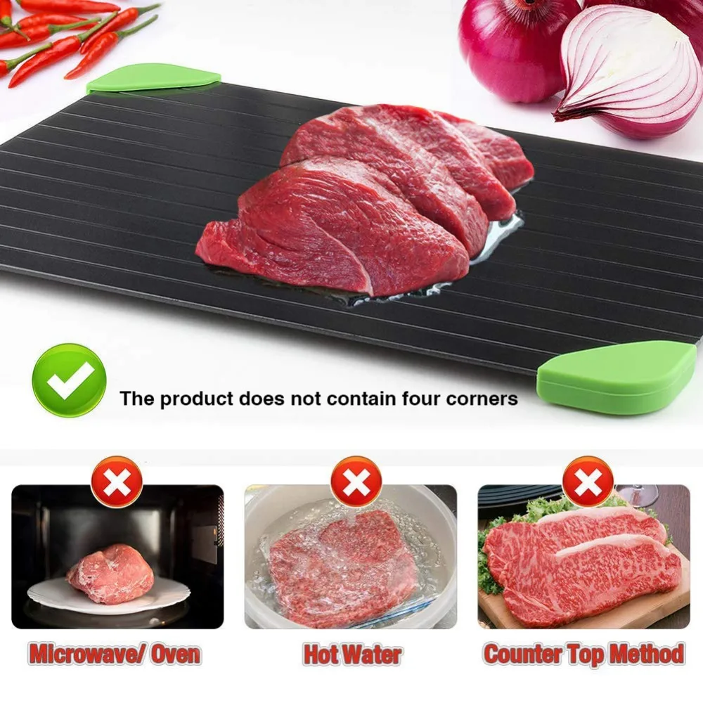 Magic Defrost Tray Metal Plate Defrosting Tray Safe Fast Thawing Frozen Food Meat Defrost Kitchen Tool