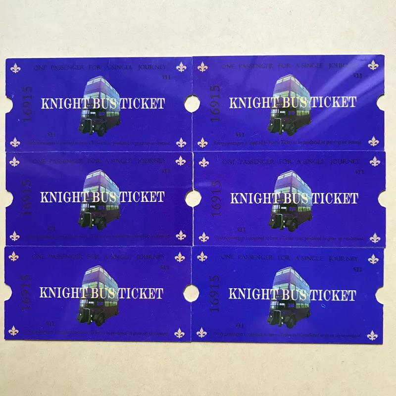 

1 Pc Harri Potter Knight Bus Ticket PVC Plastic Glossy Night Bus Tickets Wizard Part Collection Gift
