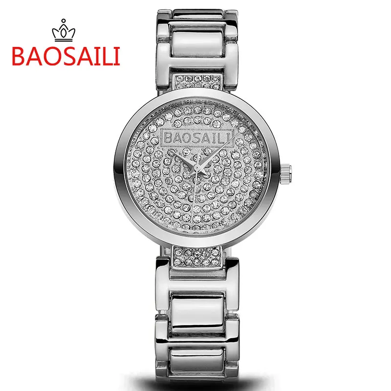 

BAOSAILI Top Brand Women Watches Full Diamond Dial Ladies Watch Gold Silver Wristwatch Fashion Female Bracelet Relogio Feminino