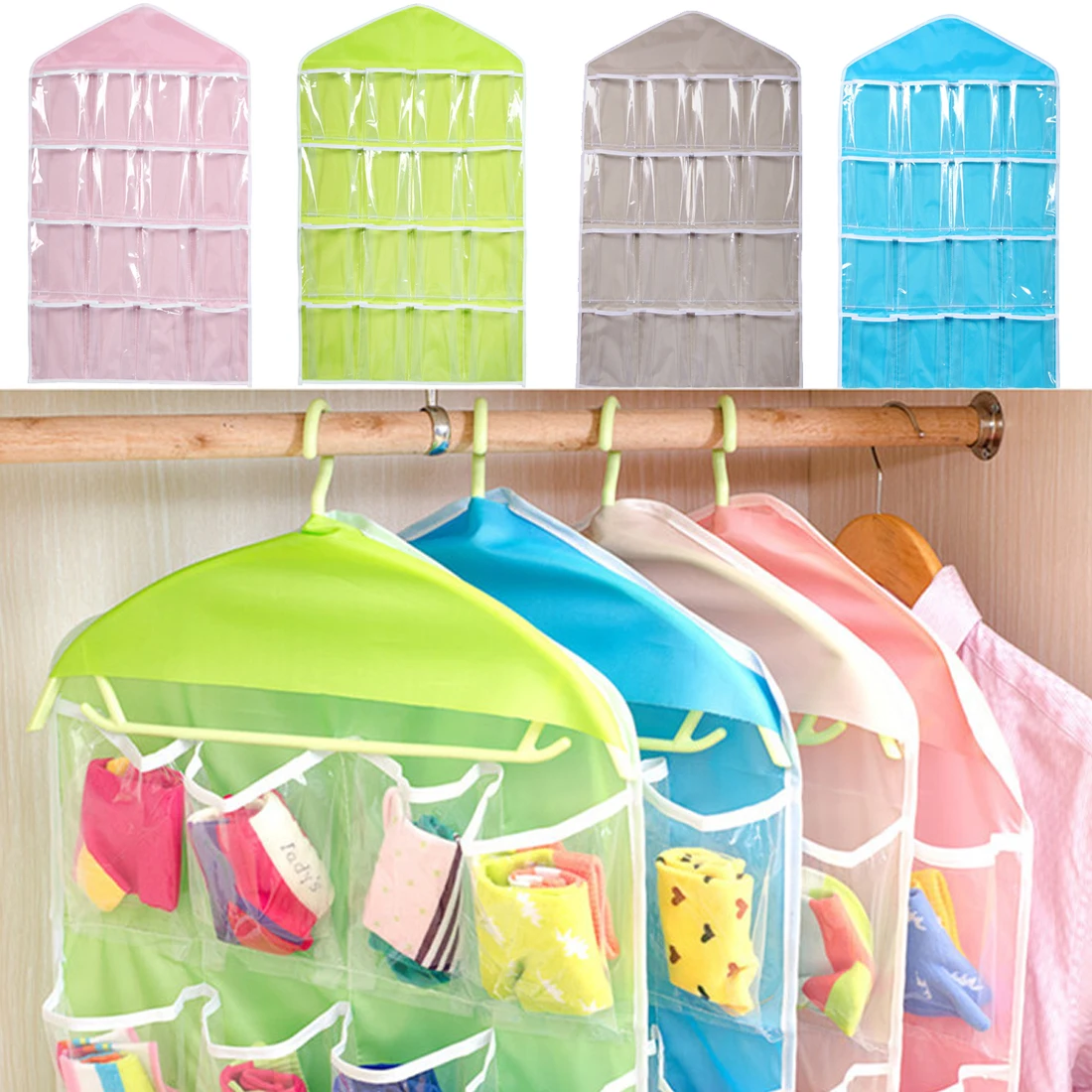 Top Selling 16 Pockets Multifunction Underwear Sorting Storage Bag Door Wall Hanging Closet