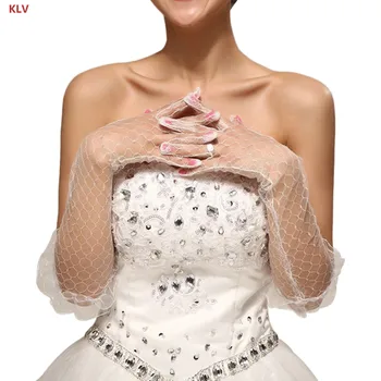 

KLV Women Lace Long Gloves Elbow Length Full Finger Accessories White
