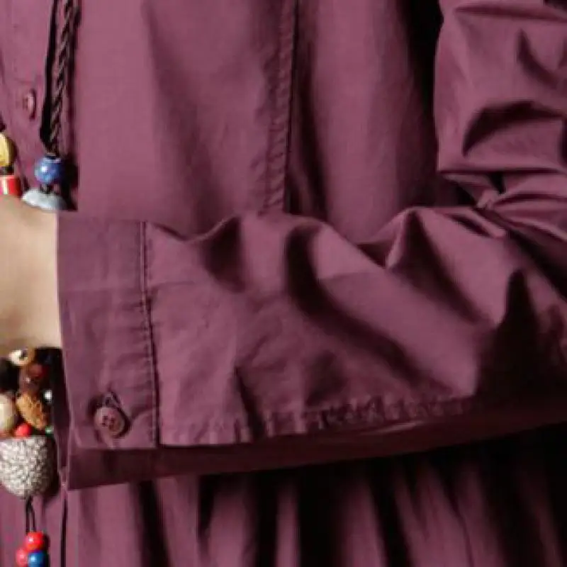 Johnature, осень, новое корейское повседневное женское платье с отложным воротником и карманами на пуговицах, однотонное винтажное платье-рубашка с длинным рукавом
