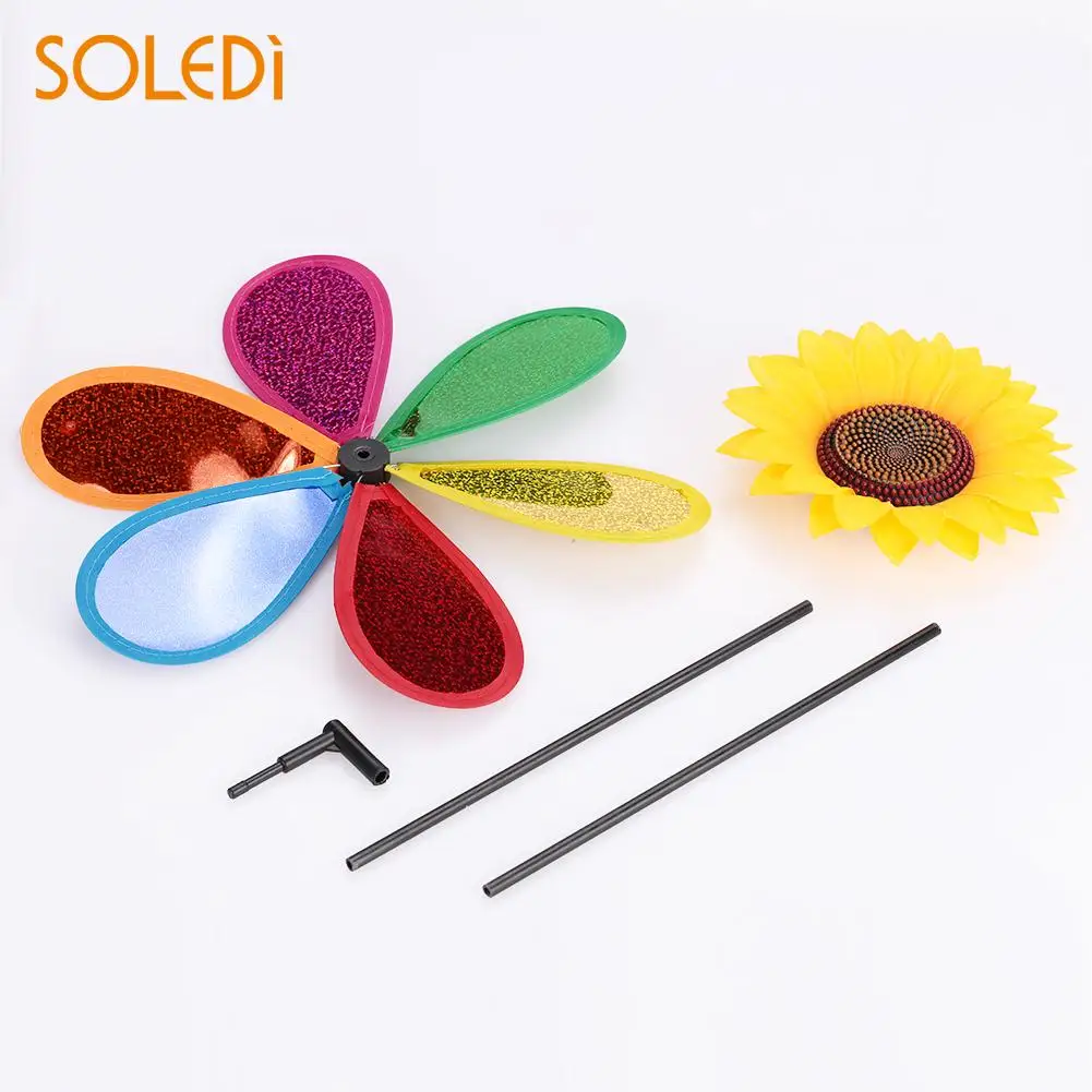 Kleurrijke украшение ветряная мельница в виде подсолнечника ветряной Спиннер Windmolen Pinwheel 3D Красочные садовые вечерние Tuin Yard Decoratie Zonnebloem