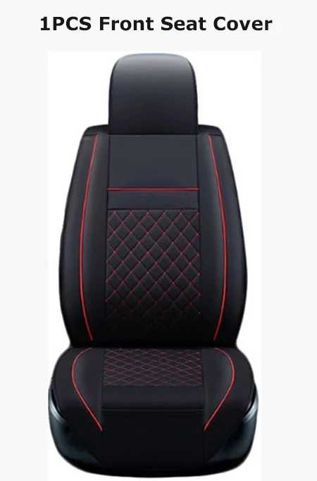 KKYSYELVA универсальный чехол на переднее автомобильное сиденье, кожаный чехол на сиденье водителя, чехлы для подушек, аксессуары для интерьера - Название цвета: Black Red 1pcs Front