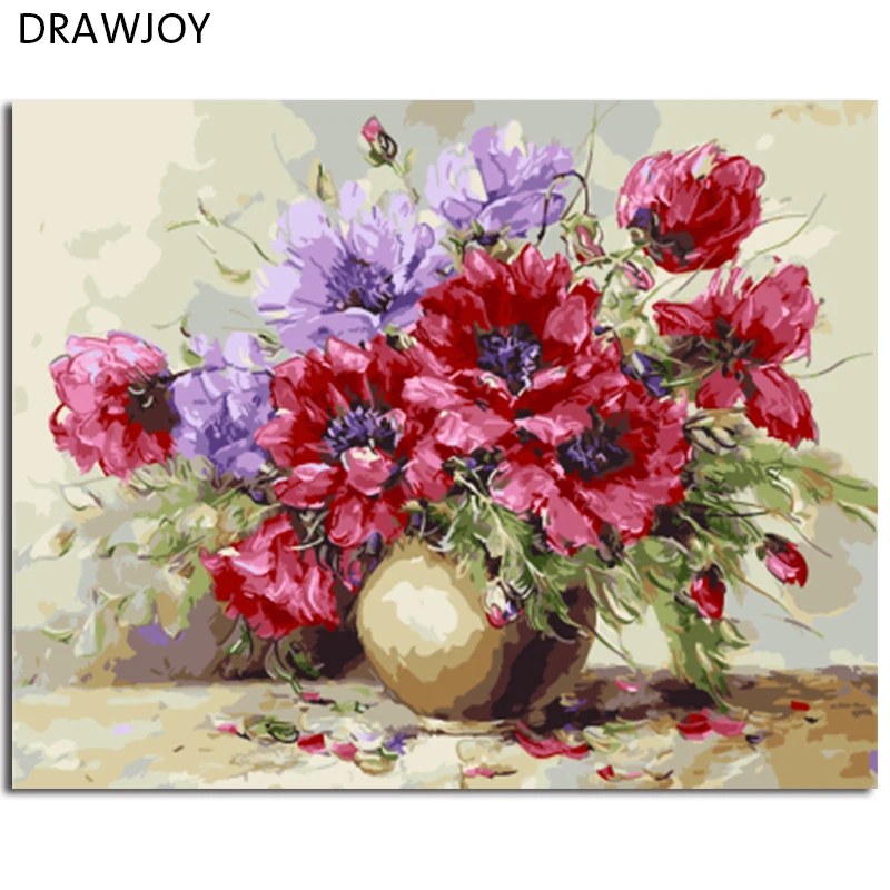 DRAWJOY цветок Рамка Картина DIY живопись по номерам живопись и каллиграфия украшение дома для гостиной стены