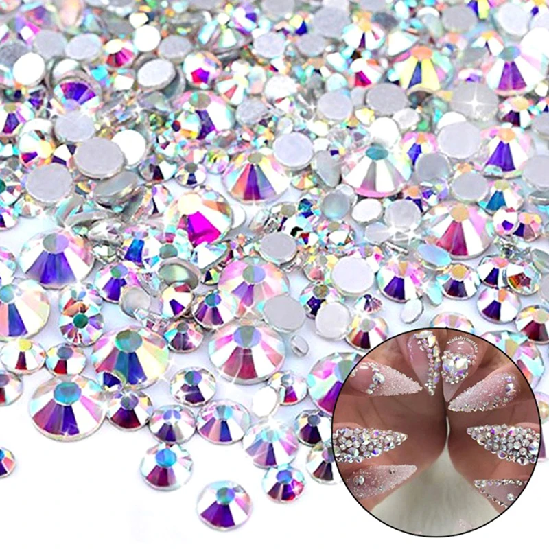 

Crystal AB Non Hotfix Flatback Rhinestones Nail Art Decoration 1bag 3D Nail Art Decoration