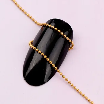 

0.8~1 Meter Width 1.5mm Japanese 3D KC Gold Nail Metal Chain DIY Steel Ball Nail Chain Punk Style Nail Art Decoration