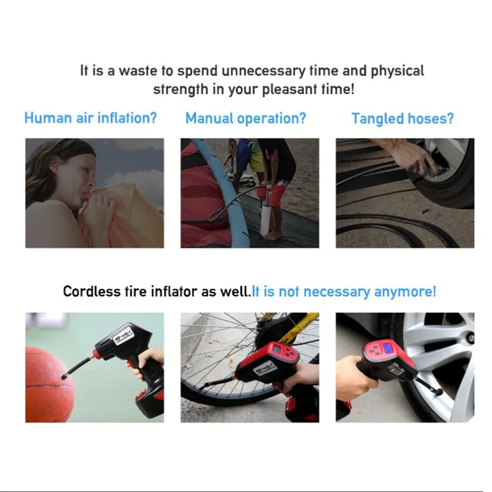 Цифровой дисплей насос надувной электрический ручной электромобиль Накачка шин аварийный воздушный нагнетатель давления воздушный насос