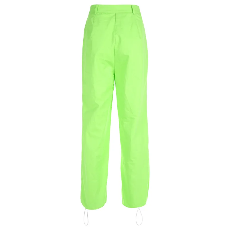 Simenual с карманами неоновые зеленые брюки карго женские уличные брюки с высокой талией Большие размеры весенние модные спортивные брюки