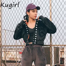 Двойные пуговицы для женщин harajuku Бархат зеленый боковой карман верхняя одежда женский укороченный пальто модные Универсальные куртк