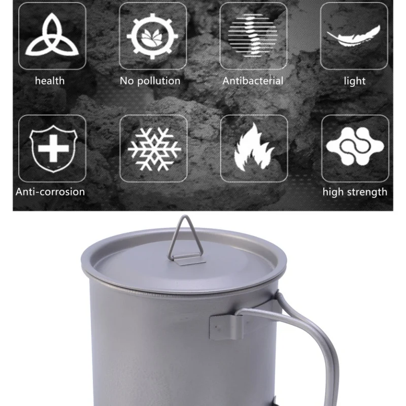 400 ml de agua hirviendo taza de interior al aire libre de una sola capa manejado taza olla vajilla ligero portátil para acampar
