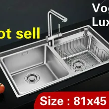 Дома высокое качество мыть овощи кухня двойной паз раковина 304 нержавеющая сталь 81x45 см