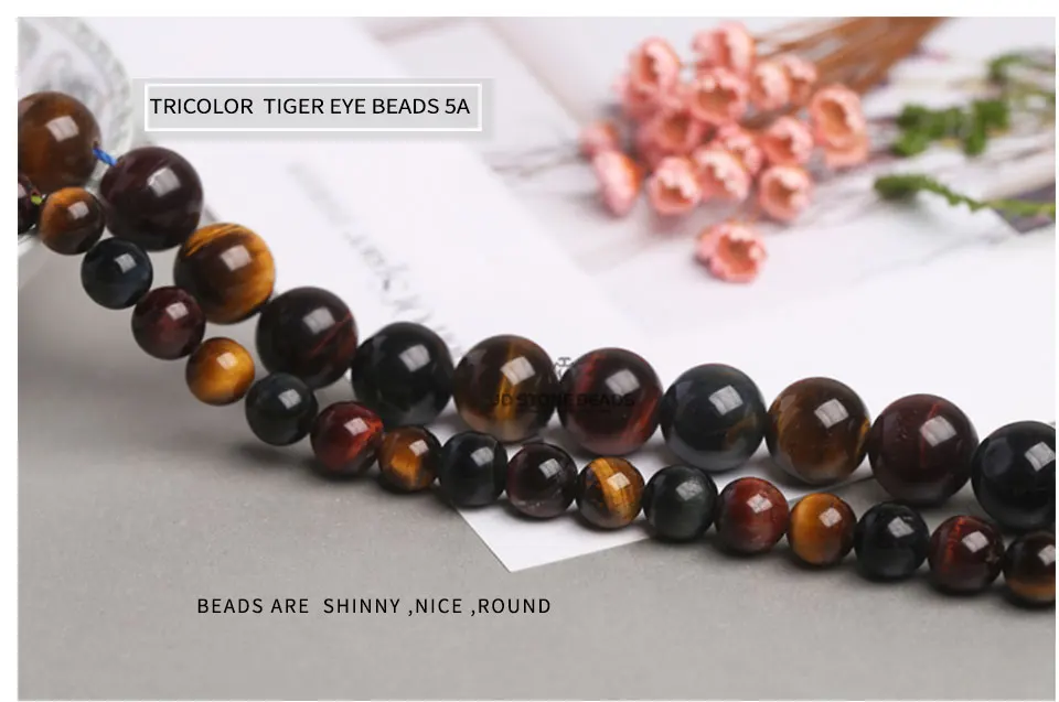 Hot Selling Natural Tricolor Tiger Eyes Loose Gemstone Stone Round Beads For DIY Handmade Jewelry Making Acessorry