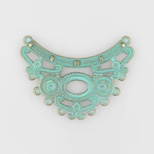 64 ММ Пористых Компоновщика 1 шт. Ретро Verdigris Патиной Покрытие Сплава Цинка Зеленый Кисточкой Петля Ожерелье DIY Разъемы Подвески Бесплатно доставка