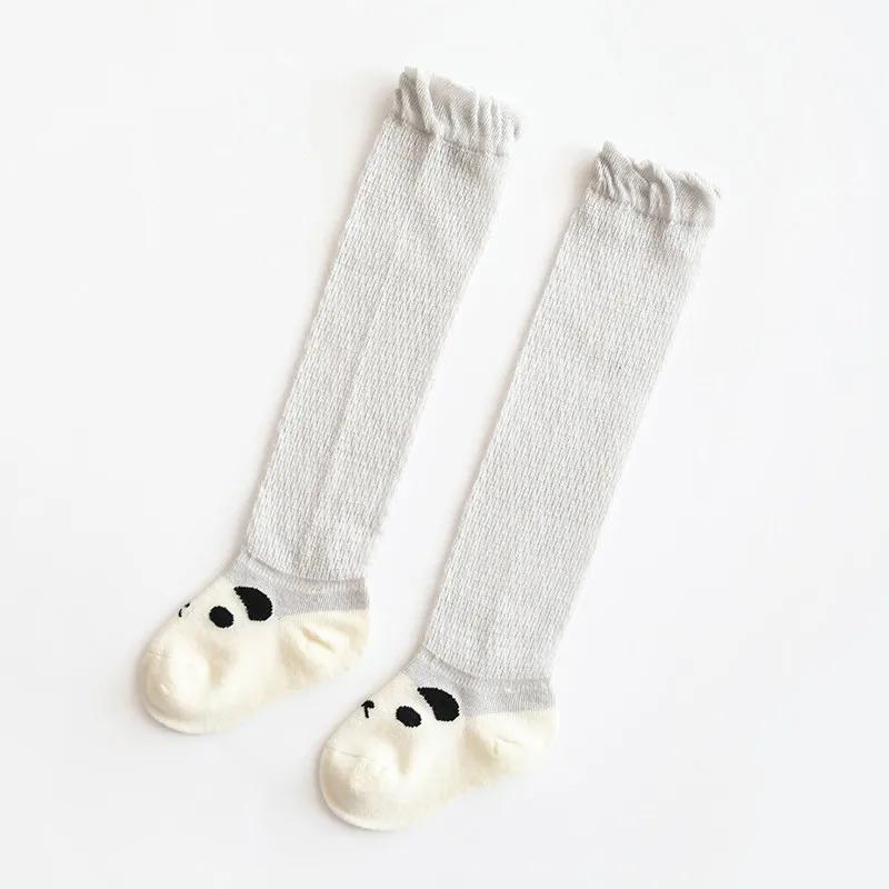 Летние хлопковые носки в сетку для маленьких девочек, мягкие гольфы с противомоскитной расцветкой, милые дизайнерские Гольфы с рисунками животных для детей - Цвет: 2 white panada