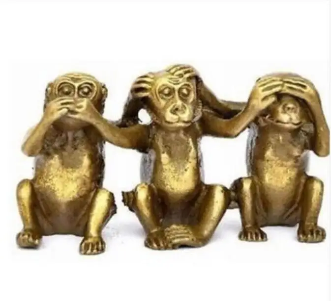 Медная Статуя Три мудрых обезьяны hear see Talk no evil 3 monkey