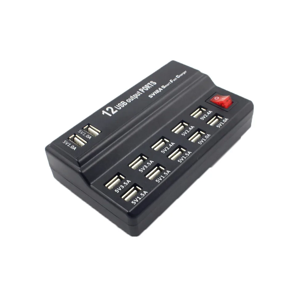 

2019 New Multi 12 Port Fast USB Charging Station 12A Power Adapter With Surge Protection For iPad,For iPhone,5V power adapter