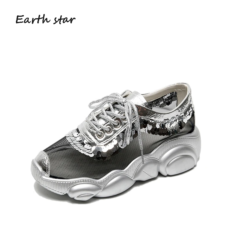 Женская обувь; кроссовки на платформе; zapatos de mujer; модная брендовая обувь из сетчатого материала; chaussures femme; женская дышащая обувь в стиле пэчворк