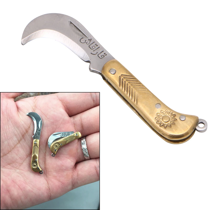Amy Mini Retro Carving Small Pocket Keychain Folding Folder Knife Brass New Nice Gifts | Инструменты