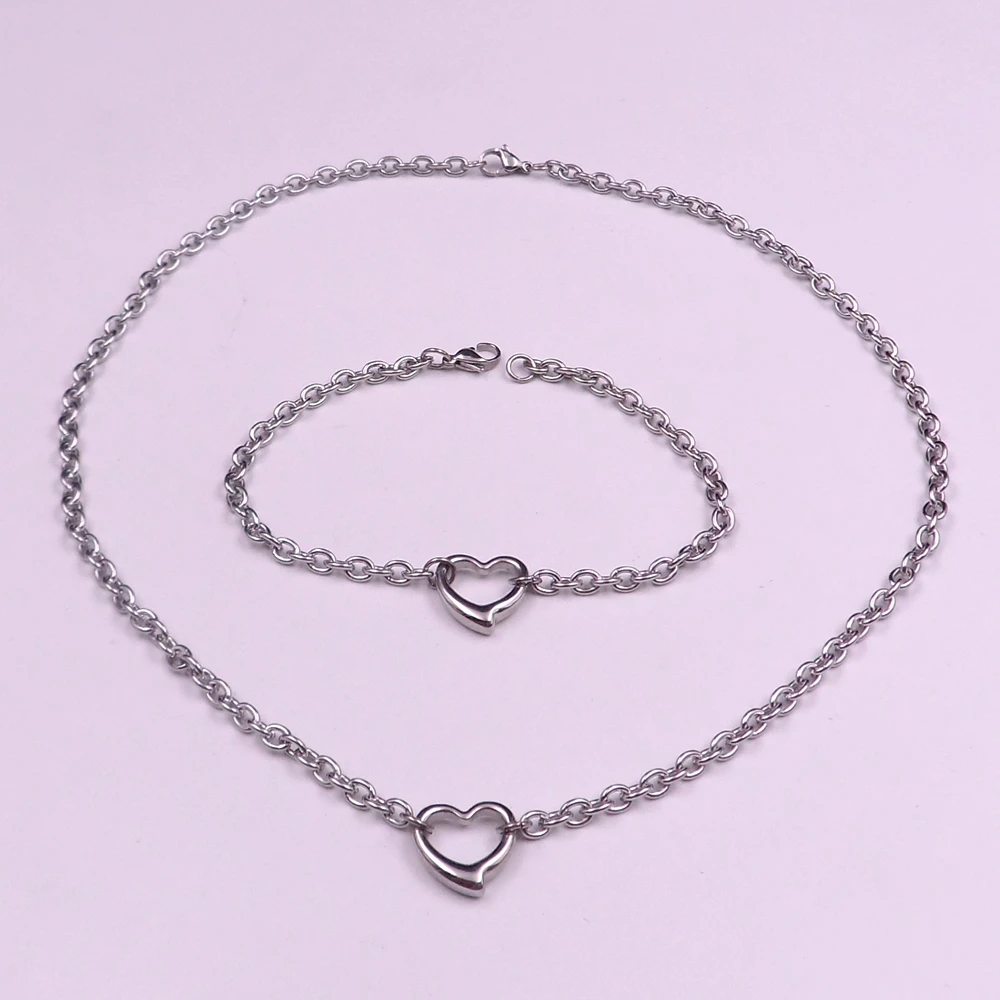 Hot selling Stainless Steel Lovely Heart Chain Silver Bracelet