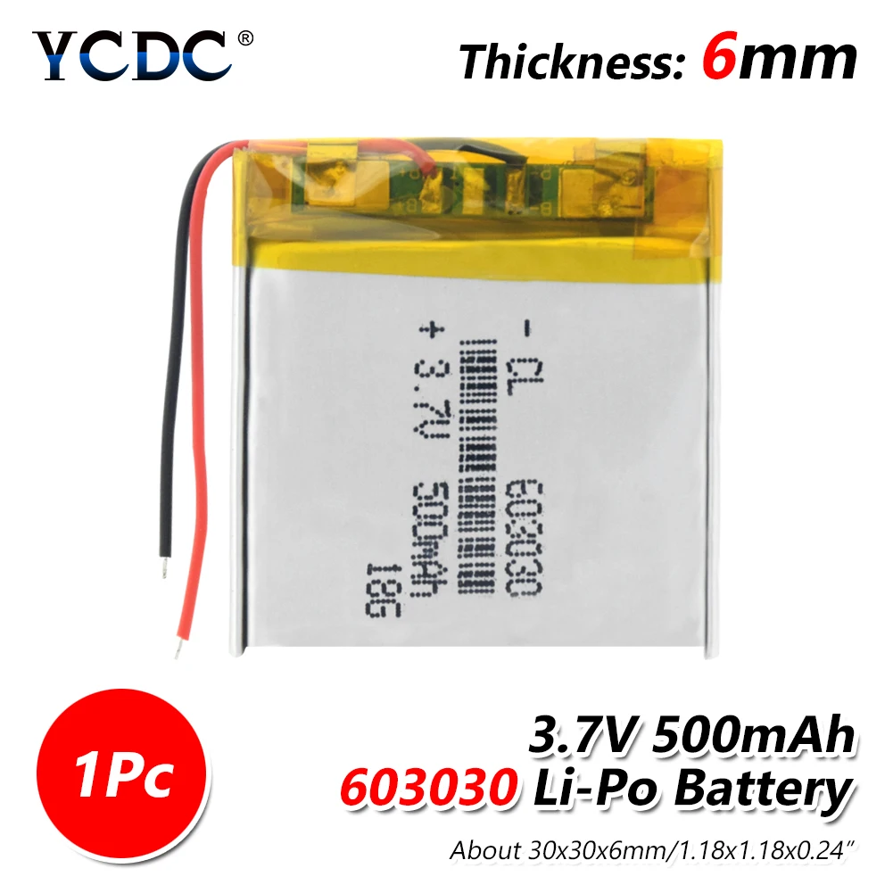 1/2/4 шт 3,7 V 603030 500mAh литий-полимерный аккумулятор Li-po Батарея Перезаряжаемые 3,7 v Напряжение Pcb заряд Защищенный Литий-ионный аккумулятор для Батарея - Цвет: 1 piece