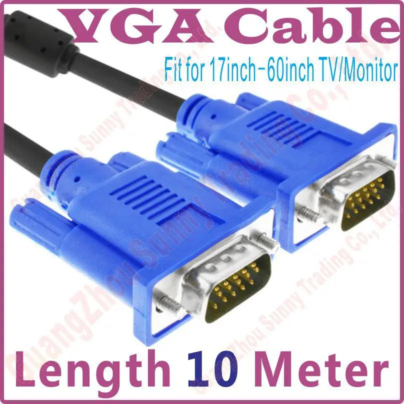 Hight Quality Blue VGA/SVGA HDB15 5FT 10M 10Meter 1000CM VGA Cable Male to Male Extension