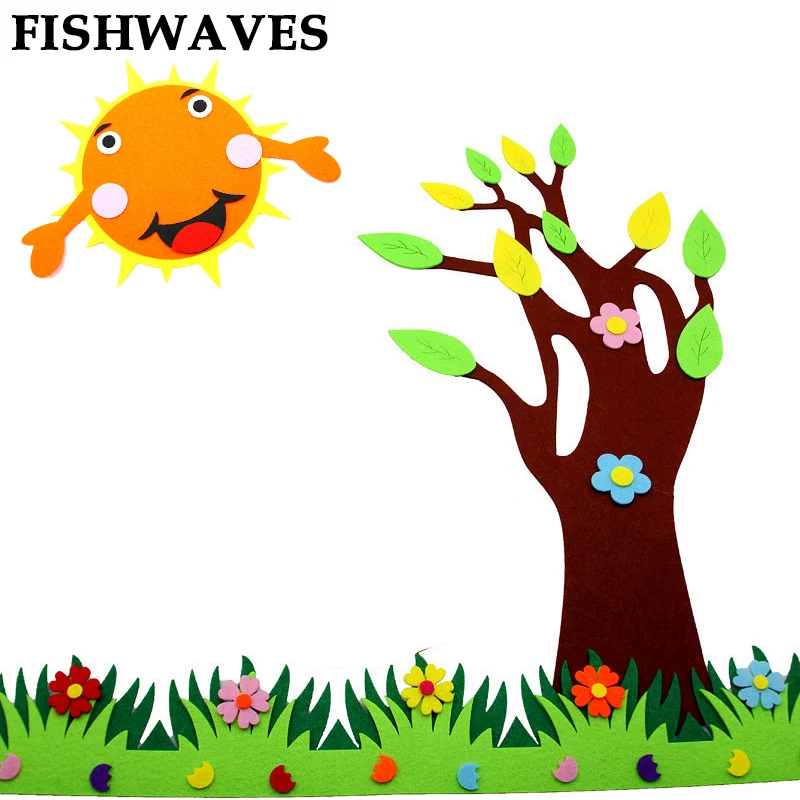  FISHWAVES New Design Non-woven Cloth Felting Moon Star Stickers Diy Tree Flower Felt Decoration Kin - 32864875253