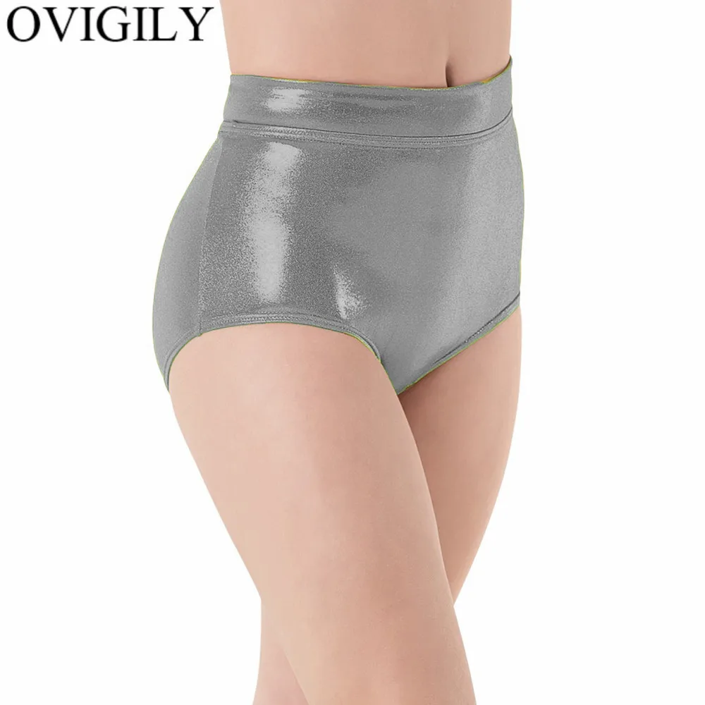 OVIGILY Women Black Metallic Shorts Mid Waisted Dancing Shorts For Adults Spandex Royal Blue Team Underpants Rave Booty Girls workout shorts Shorts