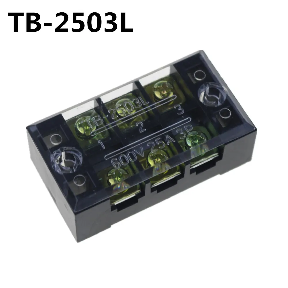 5PCS TB 2503 600V 25A Dual Row 3 Position Barrier Screw Terminal Block