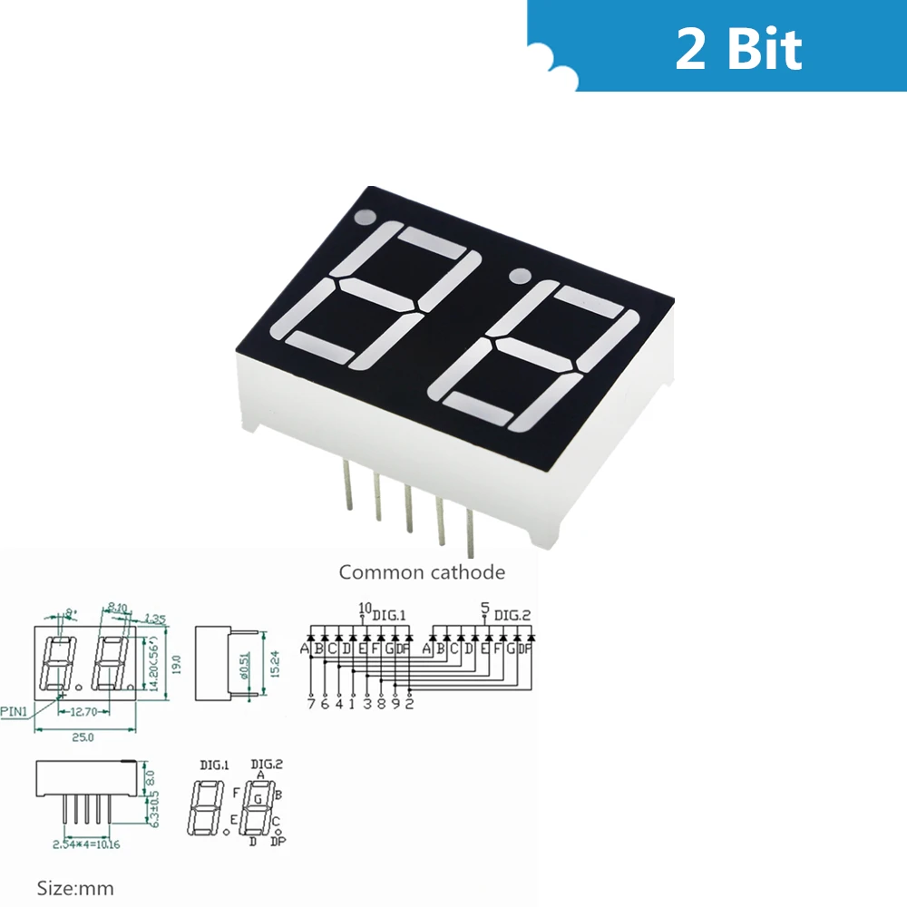 0,56 дюймов 7 сегмент 1Bit/2Bit/3Bit/4Bit цифровая трубка Красный общий анод светодиодный цифровой дисплей 8x8 решетчатый светодиодный экран ярко-красного цвета с точечной матрицей