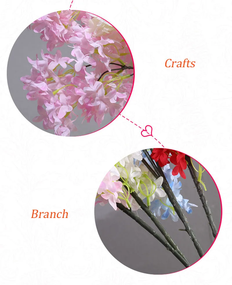 Flone Wedding Cherry Decoration Artificial Silk Flower Branch Fake Flowers Birthday Party Living Room Decoration Accessories (40)