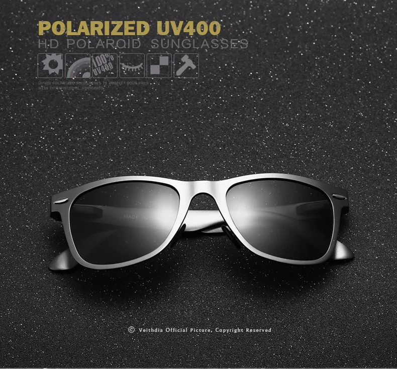 Бренд VEITHDIA, дизайнерские классические солнцезащитные очки, мужские поляризационные Квадратные Солнцезащитные очки, очки oculos de sol для мужчин
