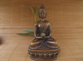 

Tibet Buddhism Folk Collect Bronze Copper Amitabha Sakyamuni Buddha Statue