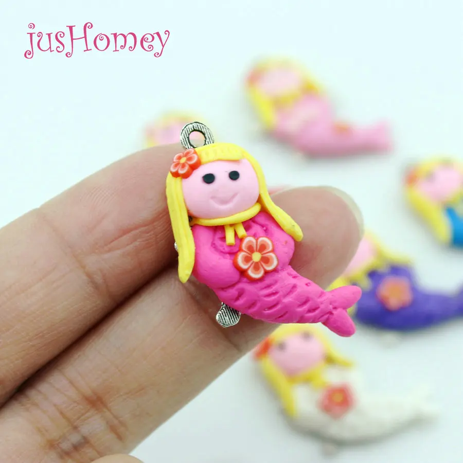 30 шт Kawaii Полимерная глина Русалка ремесло подвески кабошоны DIY кулон мультфильм