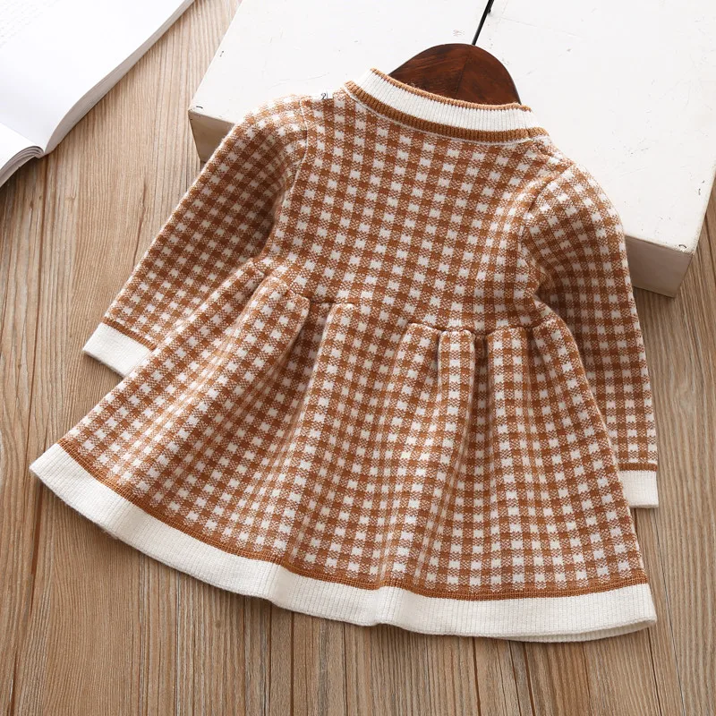 Girls Plaid Sweater Dress autumn winter children Toddler baby clothes dress for girl Kids princess party Christmas Dresses