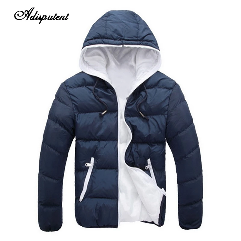 

Adisputent Men's Hooded Thick Jacket Stitching Winter Warm Jacket Male Zip-up Cotton Outwear Short Parka Coat Plus Size