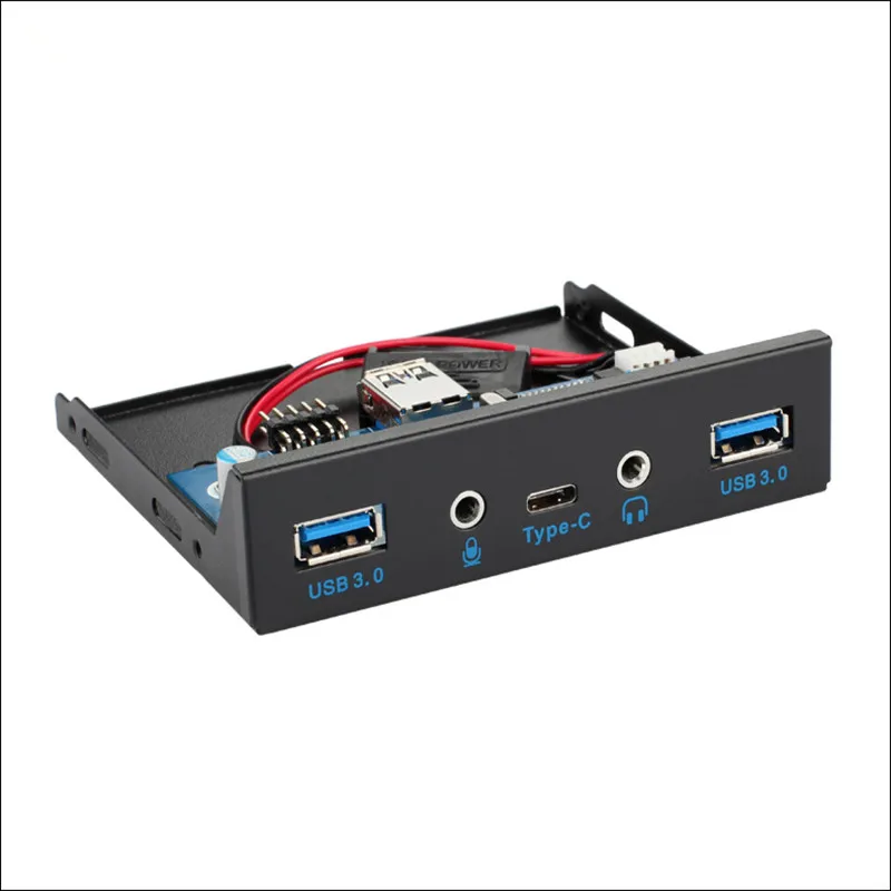 USB 3.1 نوع C قرص مرن لوحة و 2 ميناء USB 3.0 Hub و منفذ الصوت الهيكل الجبهة لوحة مع 20Pin كابل