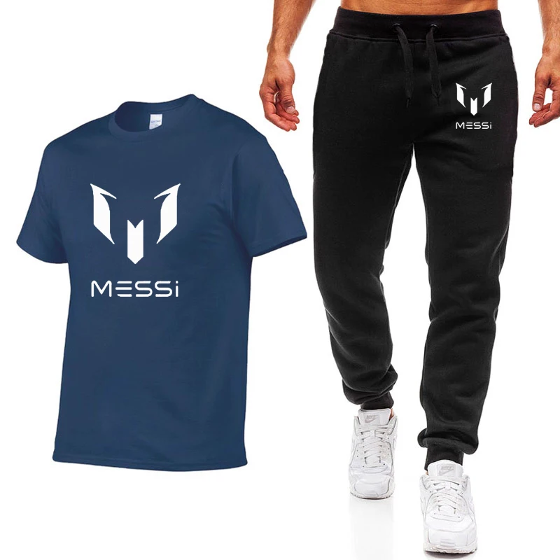 Новая модная мужская летняя футболка с принтом Месси 10, повседневная хлопковая футболка с коротким рукавом высокого качества, мужская футболка+ штаны - Цвет: 03