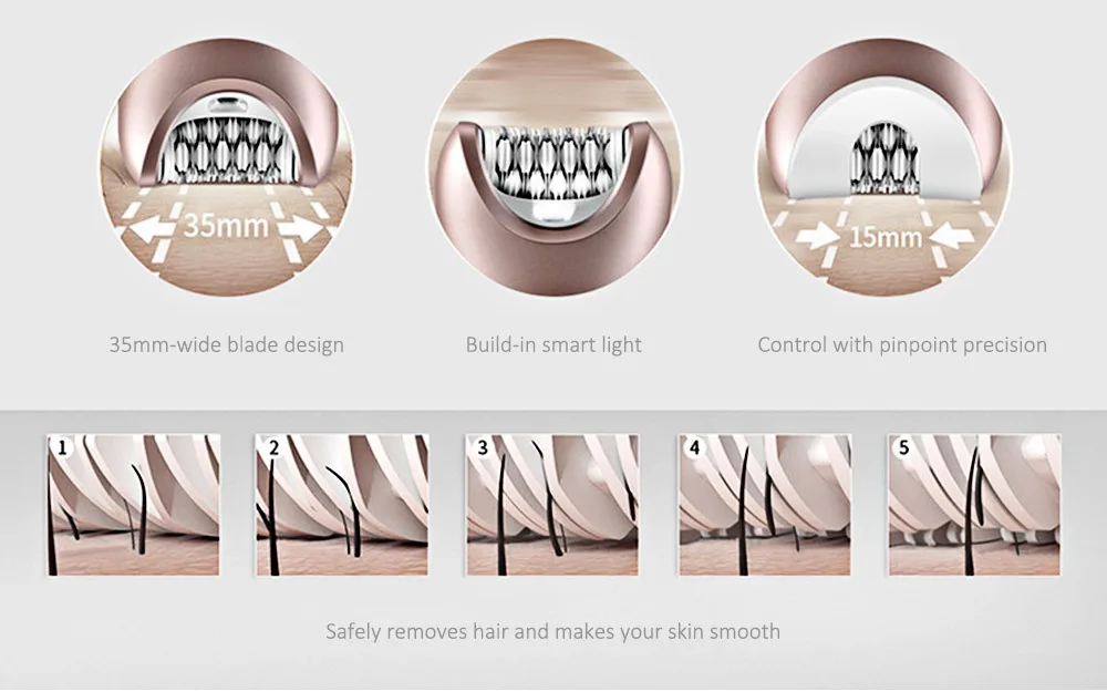 Kemei KM - 8001 5 in 1 Electric Epilator Shaver Hair Remover Lady Defeatherer