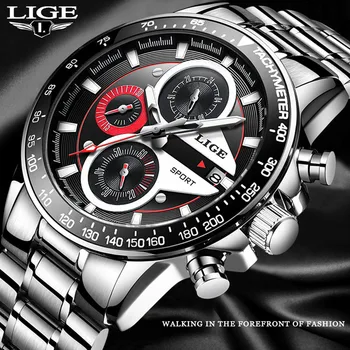 

LIGE Brand Waterproof Sport Quartz Luxury reloj hombre Fashion Top Stainless Steel Starp Mens Watches Date Calendar kol saati