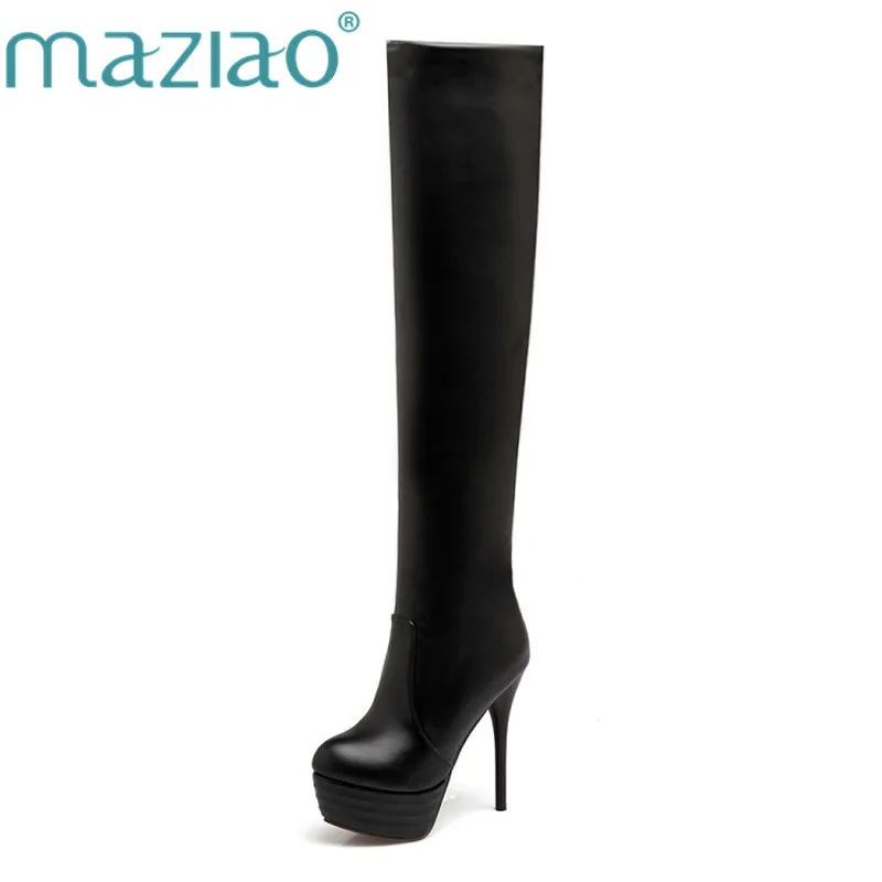 

MAZIAO Plus Size 46 Sexy Fashion Over The Knee Boots Sexy Thin High Heel Thigh High Boots Platform Party Night Club Shoes Woman