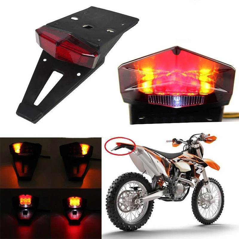 Fashion Red Lens Universal Motorcycle Dirt Bike Rear Fender Tail Brake Stop Light