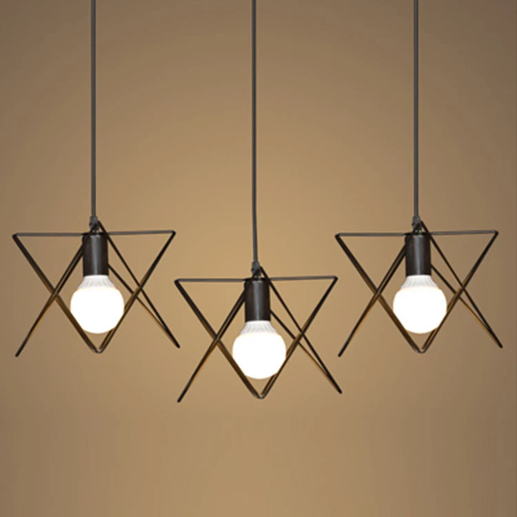 

Modern Wrought Iron Triangle Pendant Light American Retro Industrial LOFT Bar Lamp Hanging Minimalst Geometric Fixtures110-240V