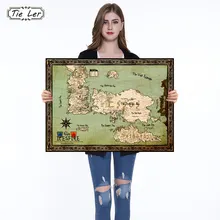 Juego de tronos mapa del mundo famosa serie de TV papel Kraft clásico póster pintura para sala de estar o Bar Café Adhesivo de pared