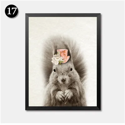 Милые животные с цветами, настенный плакат, принт с кроликом, скандинавский кролик, картина для детей, для маленьких девочек, Декор для дома, GF0089