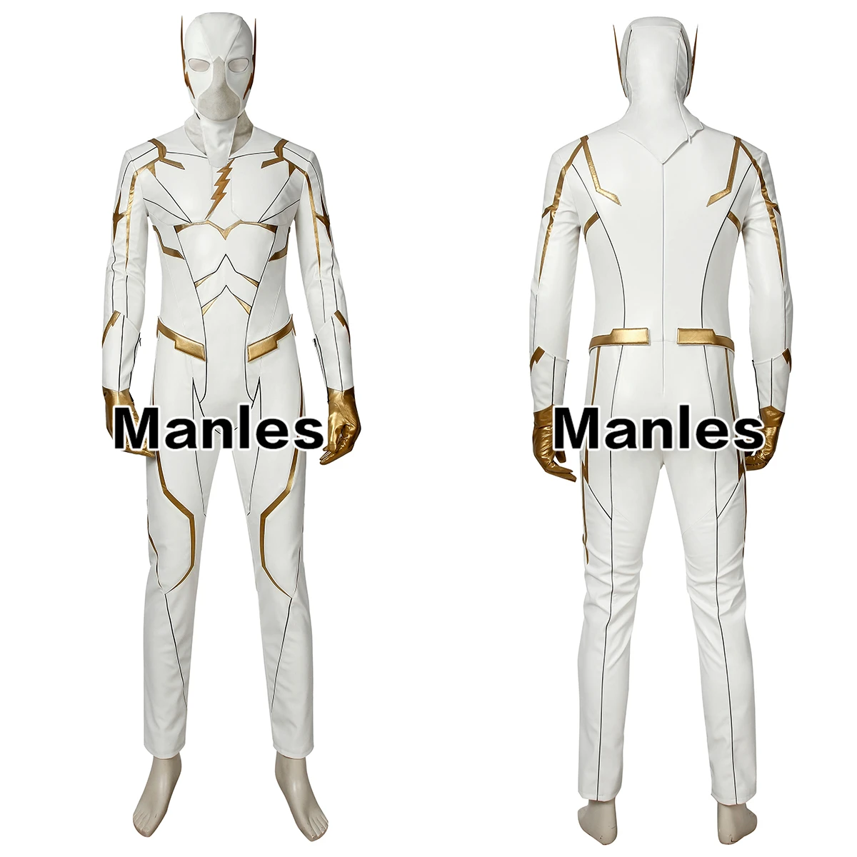 The Flash Season 5 Cosplay August Heart Barry Allen Costume Godspeed The Flash White jumpsuit Leather Halloween Suit Adult Boots