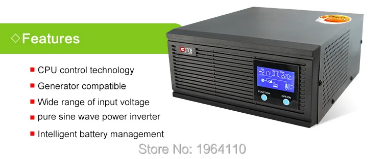 Power Inverter Home Inverter System 85-275VAC Input 110V220V230V240VAC Pure Sine Wave Output with 12V24V Battery-F0