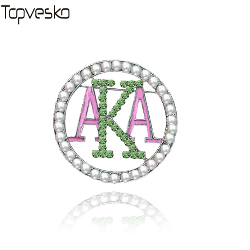 

Drop shipping Newest Rhinestone Greek Theme AKA Letters Pins AlphaKappa Alpha Pearl Brooches Pin