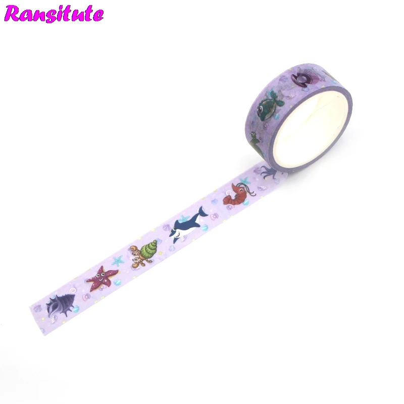 Ransitute R478 Marine Life Cute Washi Tape Color Manual DIY Decorative Masking Tape Removable Sticker School Supplies