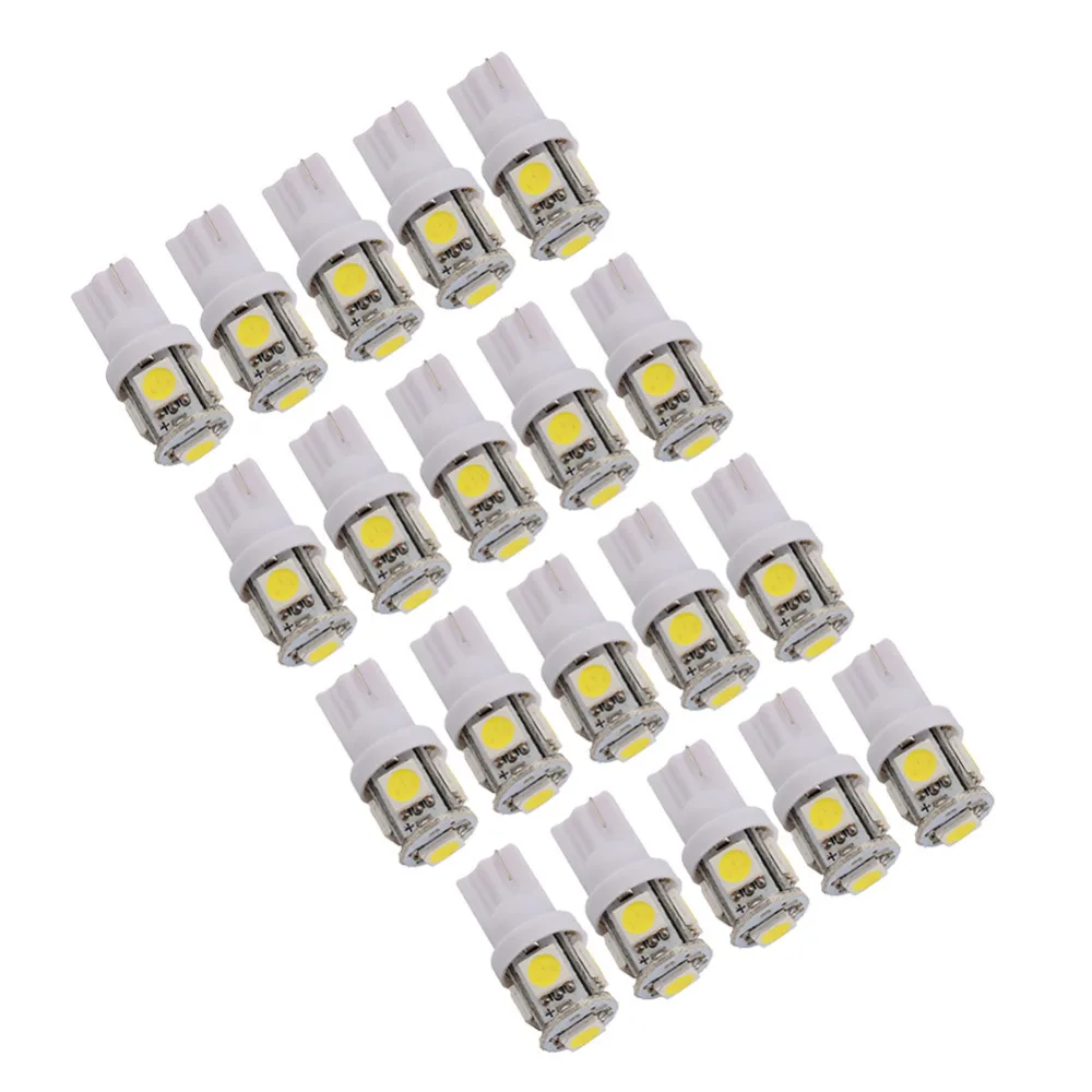 

10PCS/Set T10 5050 W5W 5 SMD 194 168 LED White Car Side Wedge Tail Light Lamp 12*30m